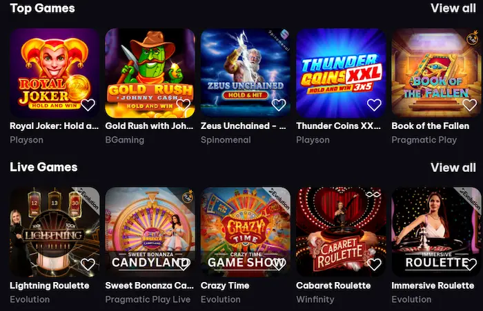 SpinMacho Casino games